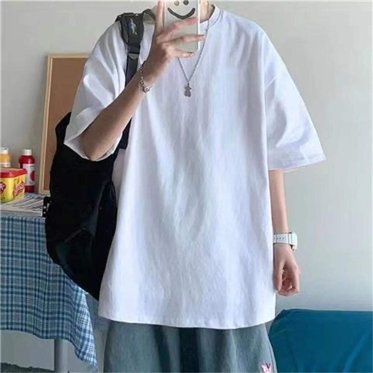 Mode solide Polyester T-shirts pour hommes t-shirt de base t-shirt décontracté hauts surdimensionnés