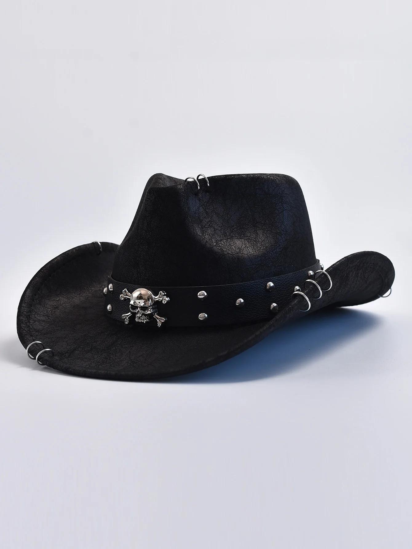 Chapeau de Cowboy occidental Vintage en Faux cuir pour hommes, chapeaux de Jazz pour hommes, chapeau