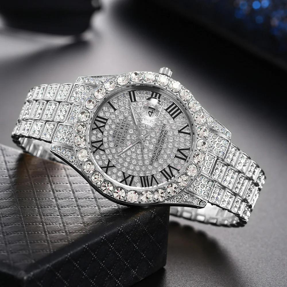 Montre à quartz avec bracelet en acier doré pour homme, échelle romaine, biscuits, calendrier, montr