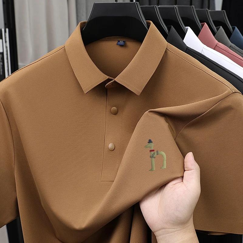 Polo de luxe pour homme, nouveau modèle à revers imprimé, T-shirt à manches courtes, respirant, doux