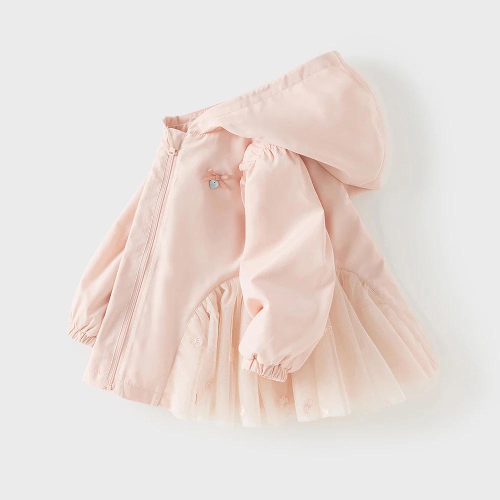 Veste en dentelle et maille pour enfants Dave Bella, veste décontractée rose pour filles, vêtements 