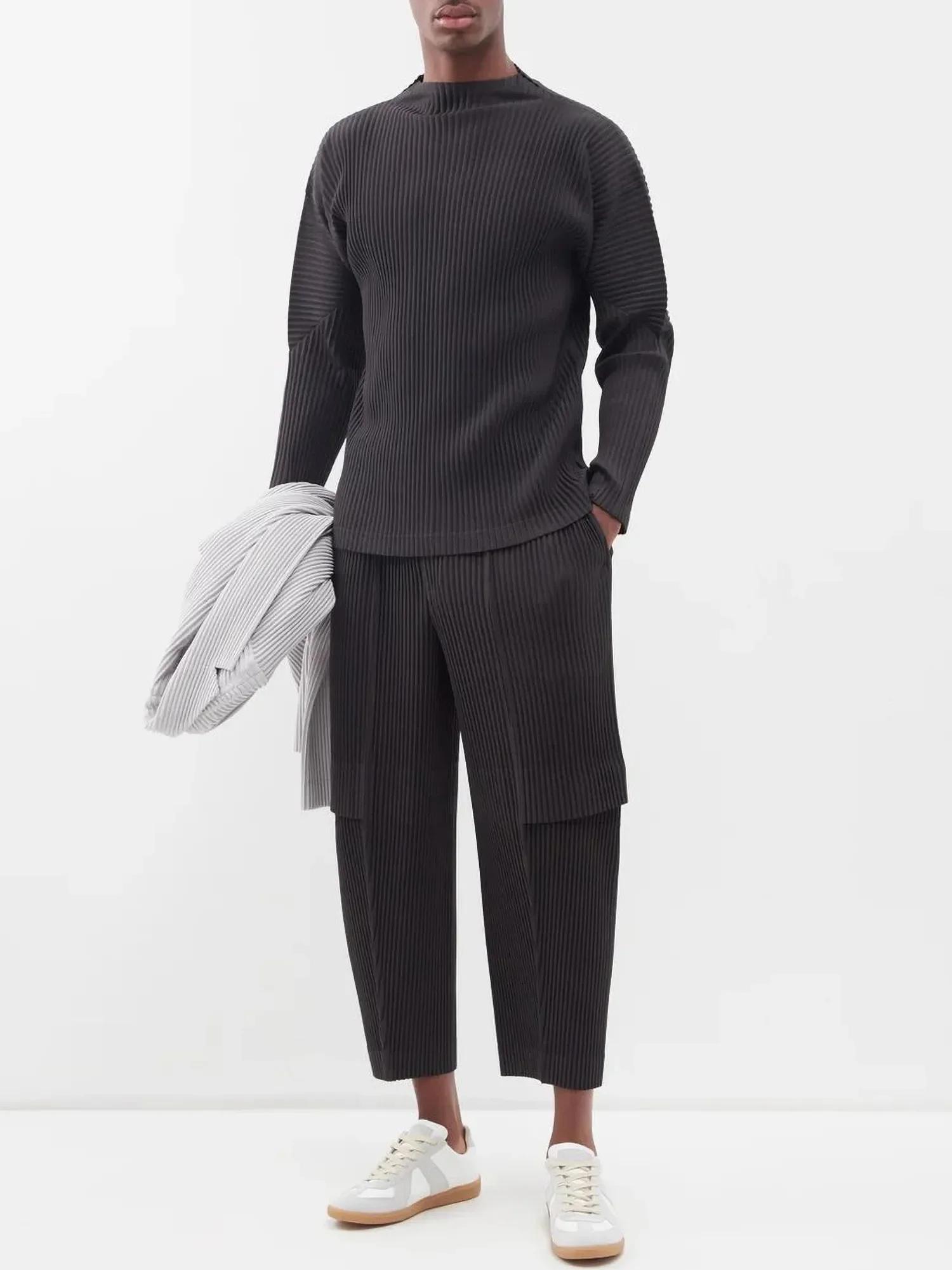 Ata Yake-Pantalon Cargo Plissé pour Homme, Pantalon Droit, Salopette adt, Baggy, Noir, Mode Décontra