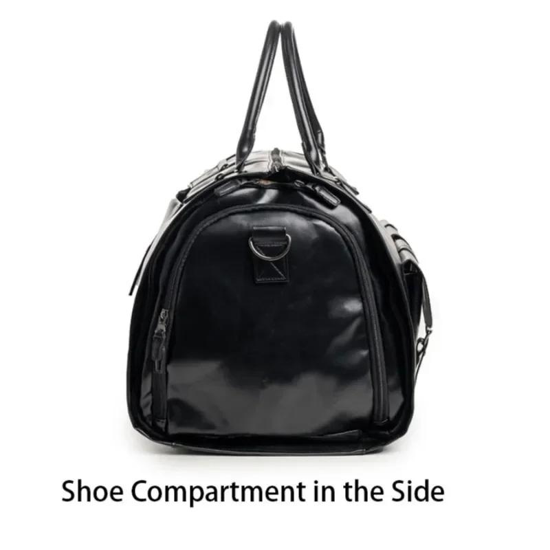 Sac de voyage d'affaires en cuir PU pour homme, grand sac de voyage convertible 2-en-1, imperméable,