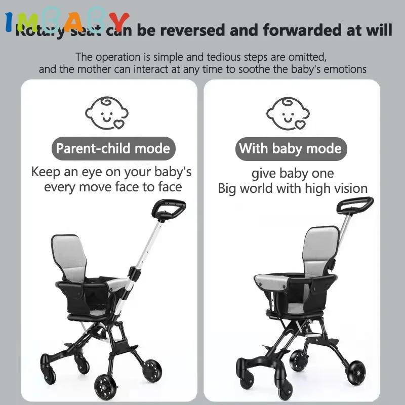 IMBABY – poussette pour bébé, siège bidirectionnel Portable et pliable, adapté à toutes les saisons,