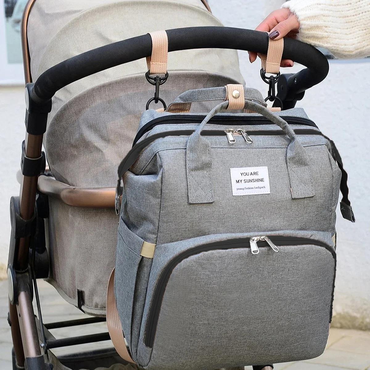 Sac à couches de lit pliable avec station à langer, poche isolée et grande capacité, sac multifoncti