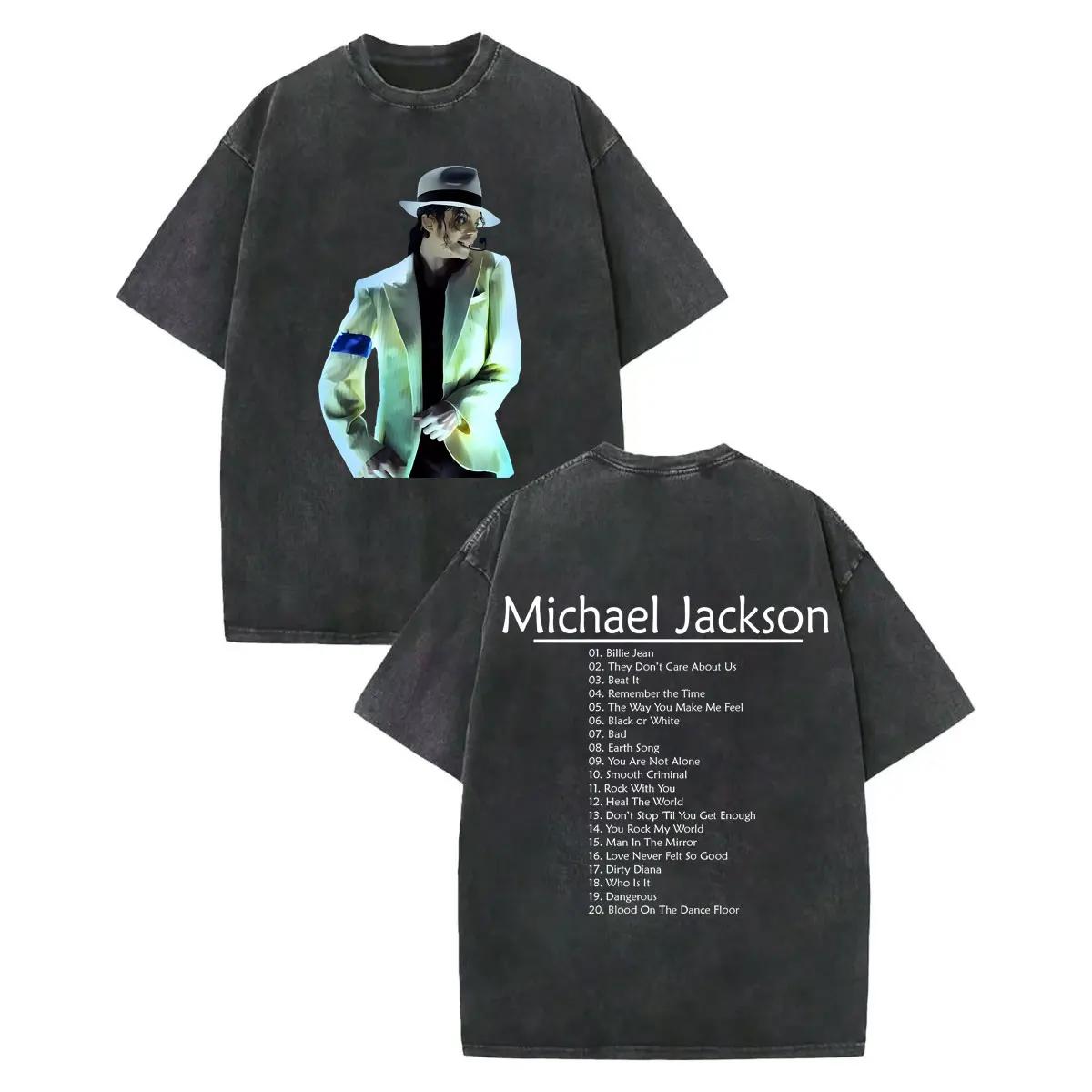 Vintage lavé Michael Jackson graphique T-shirts hommes femmes Harajuku Rock vêtements T-shirts mode 