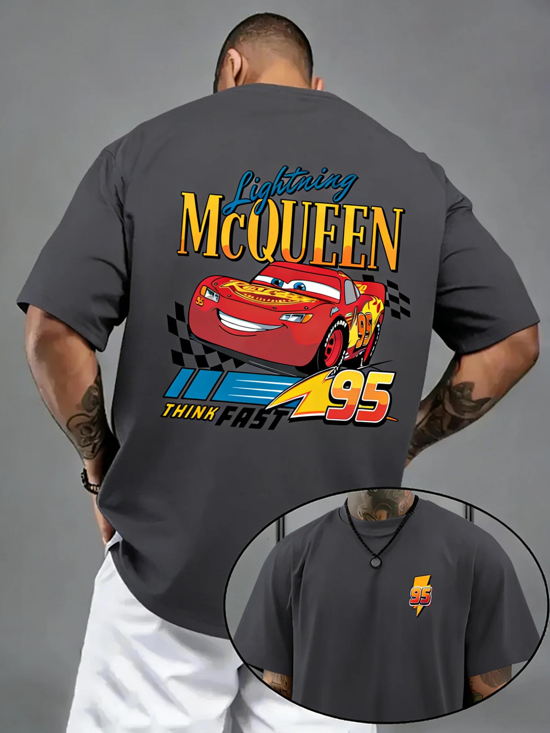 T-shirt imprimé Disney Cars Cartoon, nouveau style d'été pour hommes et femmes, style américain Stre