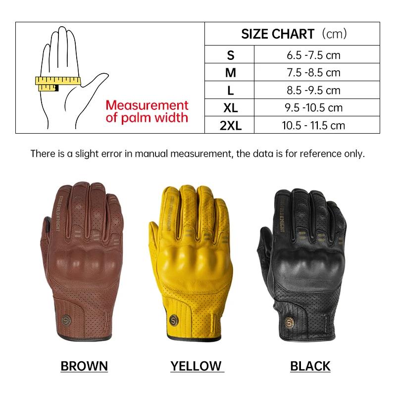 SFK – gants de moto rétro en cuir de chèvre véritable, doigt complet, Protection des articulations r