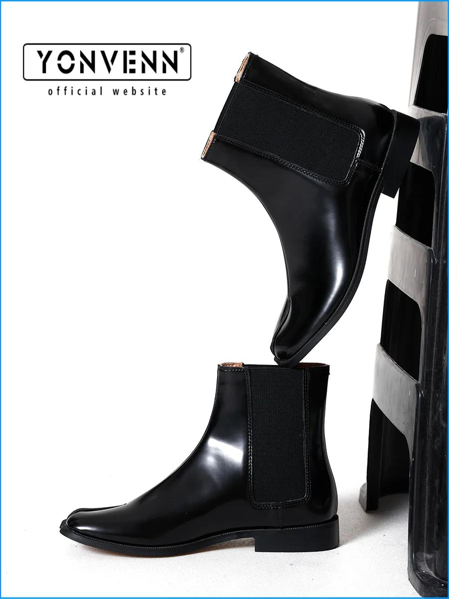 Bottes courtes en cuir véritable Chelsea tabi chaussures à bout fendu sabot de cochon chaussures en 