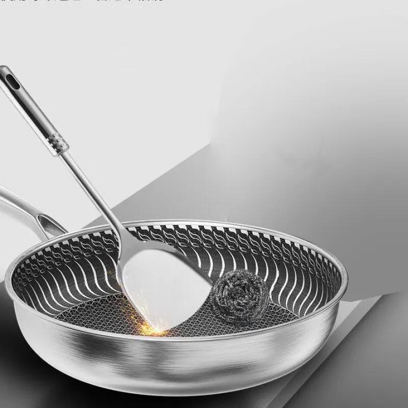 Poêle à frire Leic-Ply en acier inoxydable, poêle à wok, double face, accent d'abeille, adaptée à to