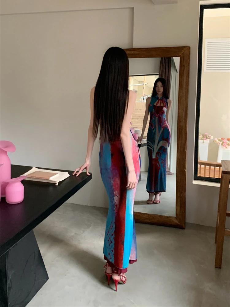 CHEERART Designer Floral longue robe d'été femme 2025 fête soirée moulante tuniques sans manches une