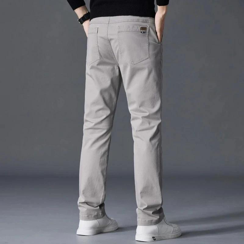 Pantalon en coton pour homme, coupe droite classique, élastique, couleur unie, décontracté, pour aff