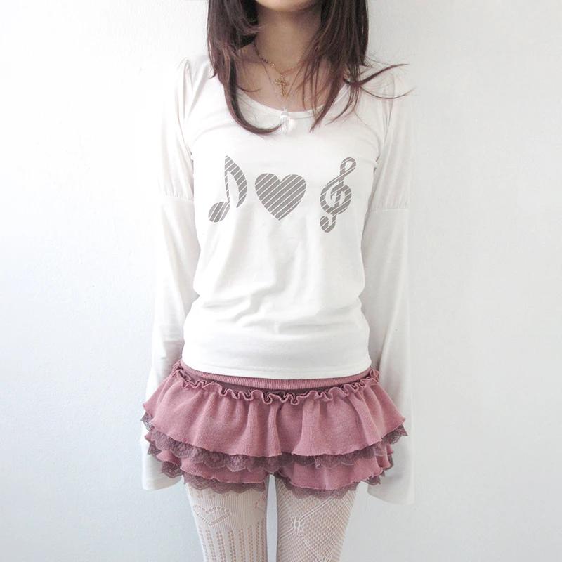 T-shirt Karrram japonais Y2k à imprimé cœur, vintage Harajuku, manches longues, gris, style coréen d