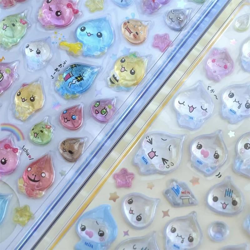 1/6 autocollants décoratifs 3D en forme de goutte d'eau mignons, en cristal scintillant, pour bricol