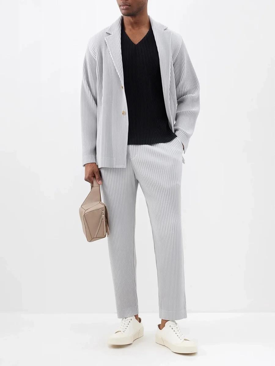 Miyake plissé hommes pantalon Baggy pantalon droit mode pantalons décontractés Style japonais Miyake