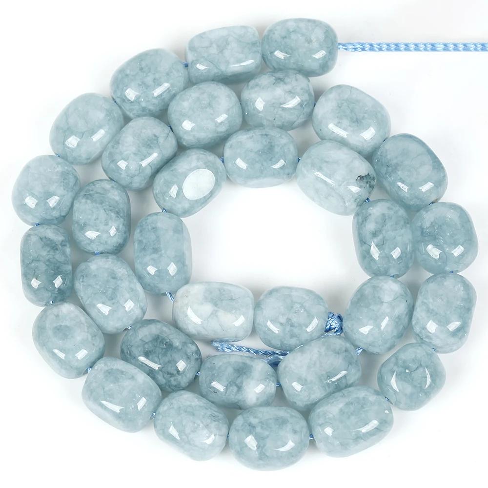 Perles de pierre naturelle en quartz blanc, calcédoine aigue-marine, 8x12mm, perles irrégulières pou