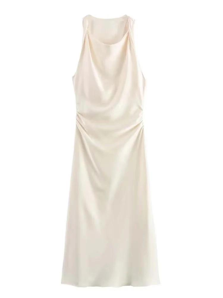 Robes longues en satin pour femmes 2026 – Robe midi d'été sexy pour femme, robe de soirée élégante s