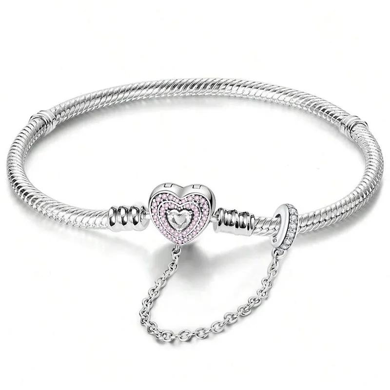 Bracelet en argent sterling 925 personnalisé, simple, en forme de cœur, à griffes, pour la fabricati