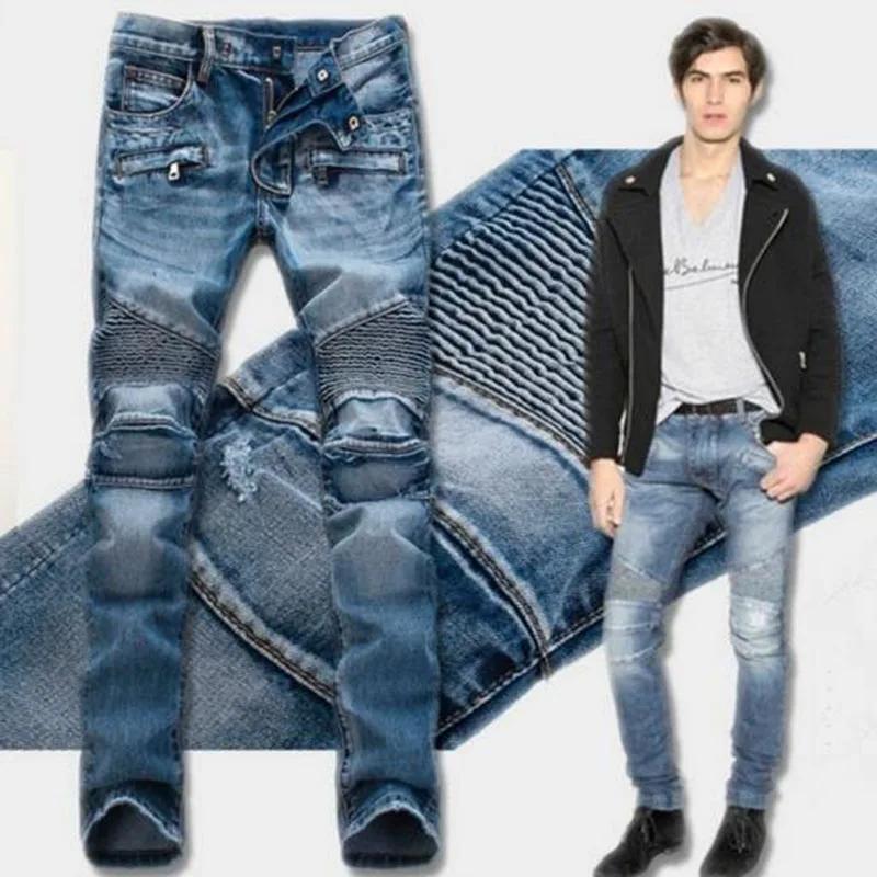 Jeans droits de motard de moto pour hommes, pantalons en denim décontractés, surintendant, streetwea