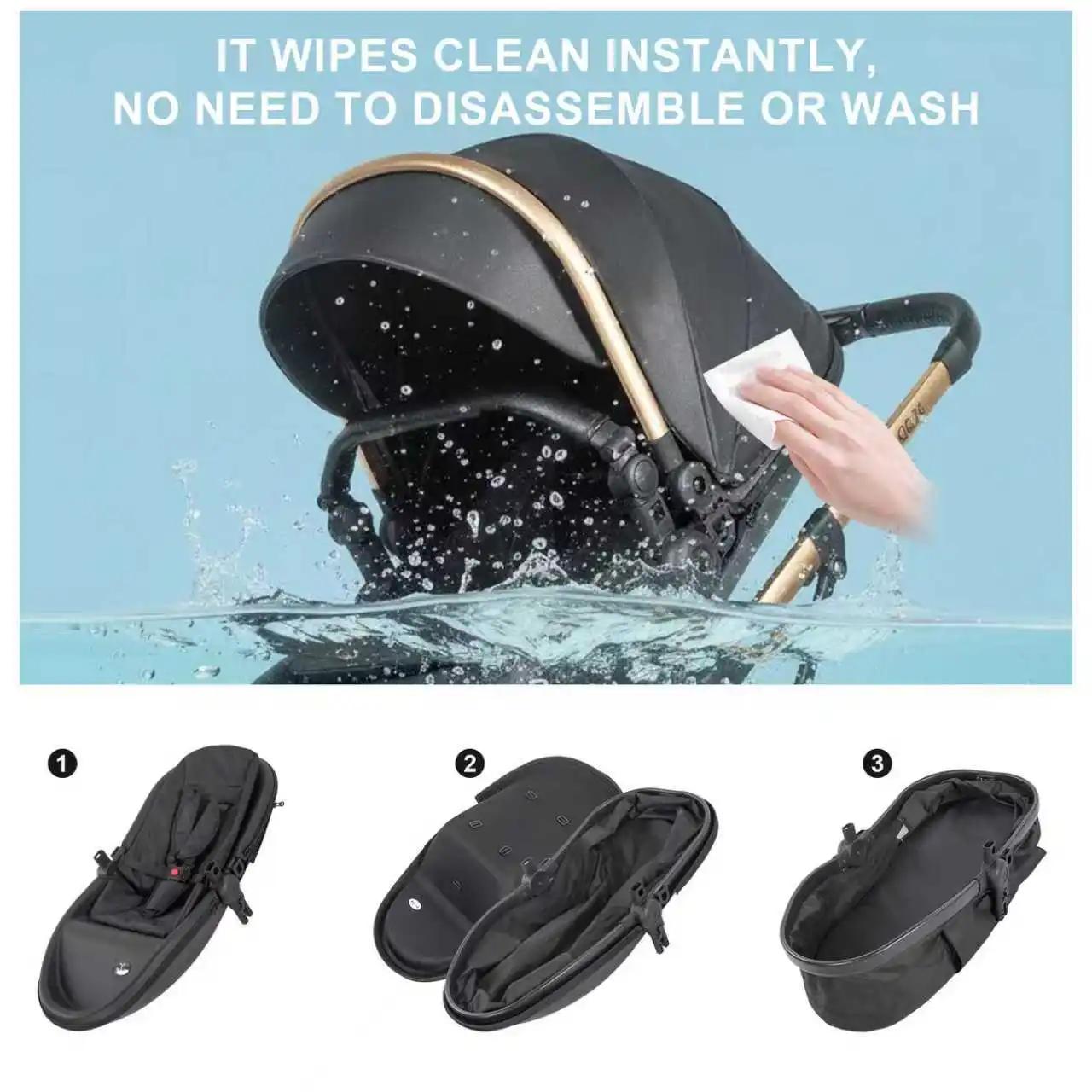 Poussette 3-en-1 pour bébé, système de voyage pliable haute performance, ensemble siège auto et land