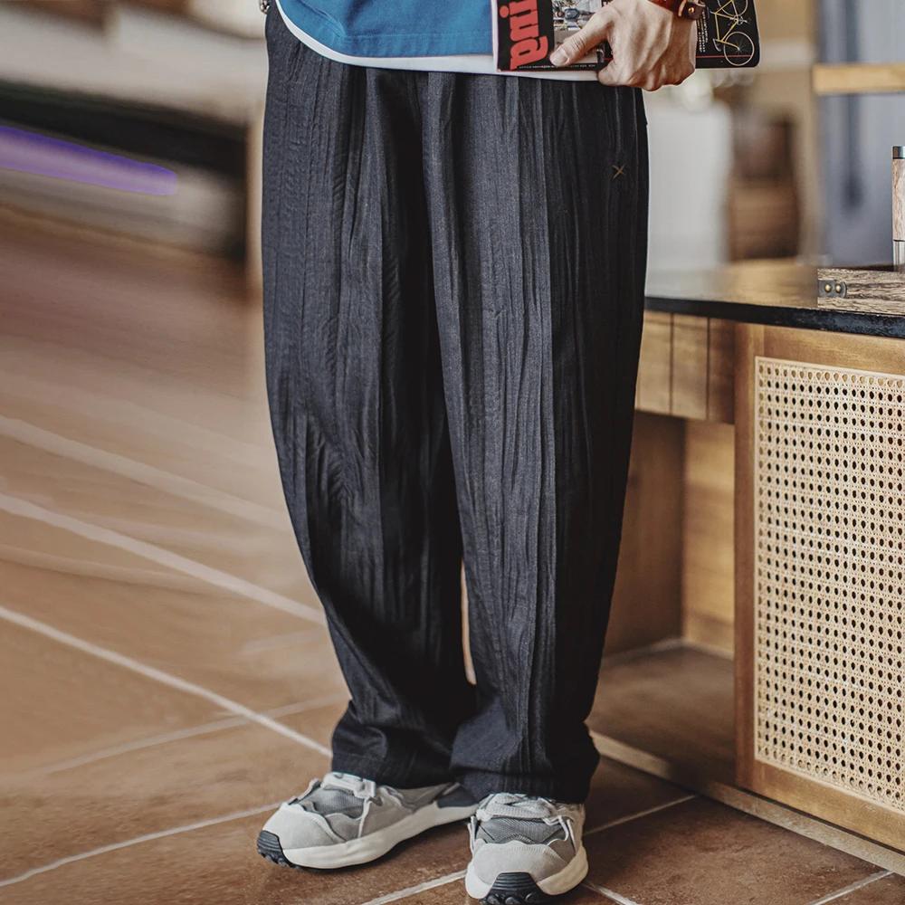 Maden – pantalon plissé ondulé décontracté pour hommes, coupe ample, Style Cityboy, avec taille élas