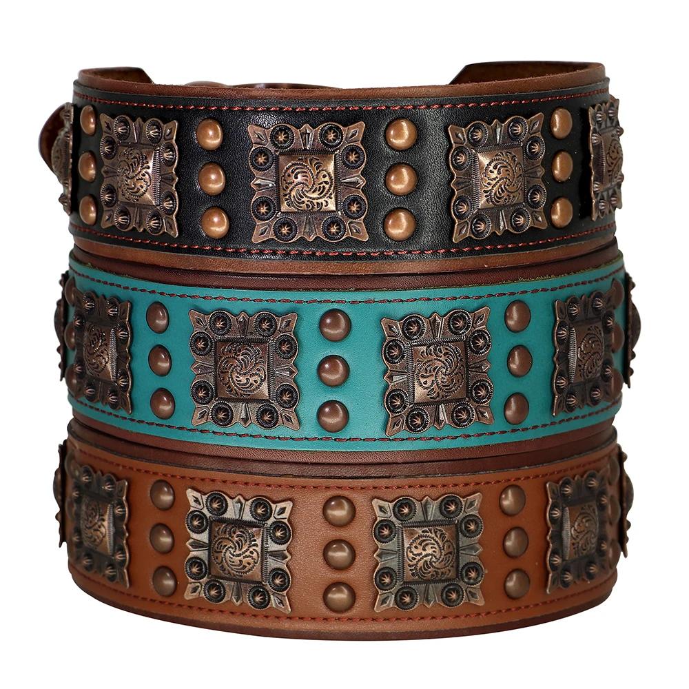 Collier de chien à pointes Cool pour chiens de taille moyenne en cuir véritable Pitbull bouledogue r