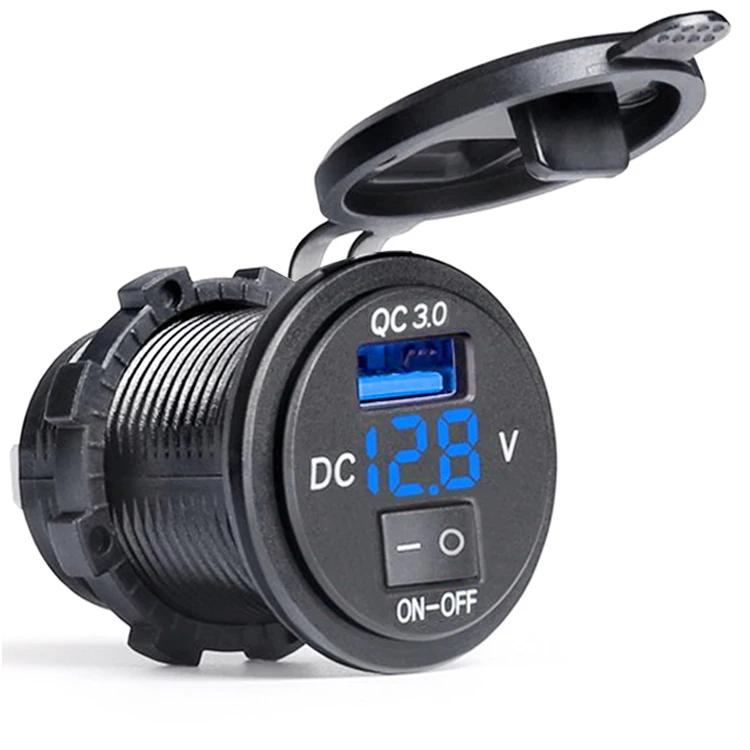 Prise de chargeur de voiture USB Quick Charge 3.0, voltmètre à affichage numérique, prise de chargeu