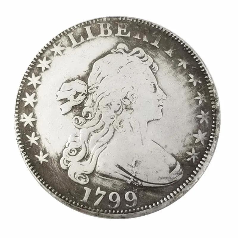 Artisanat en Bronze 1799 pièce commémorative tête et arrière Antique argent Dollar maison Collection