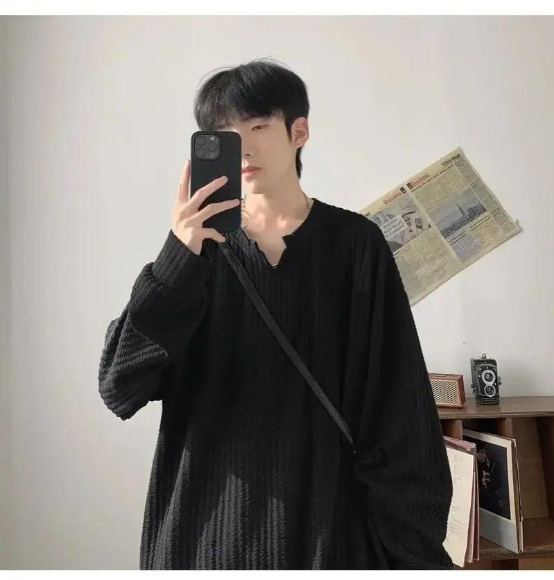 Automne nouveau coréen Streetwear T-shirt pour hommes marque de mode Hip Hop Baggy hauts décontracté