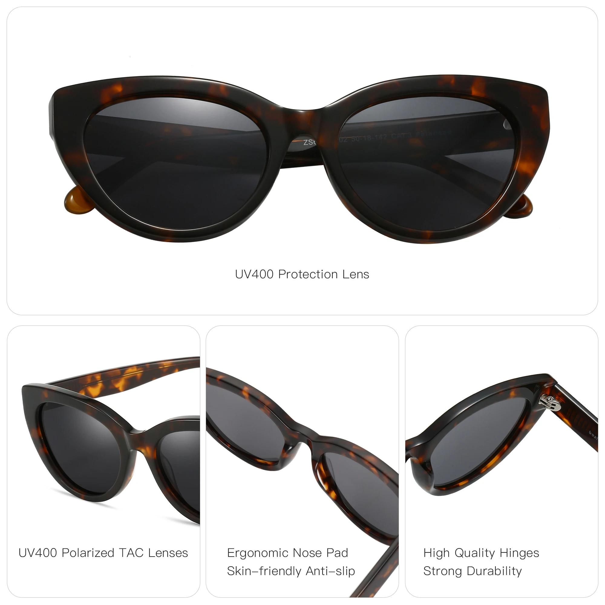 ZENOTTIC mode oeil de chat lunettes de soleil polarisées à la main acétate UV400 Protection lunettes