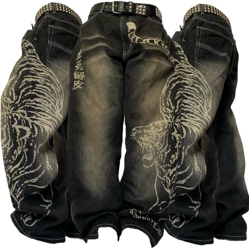 Jean Baggy pour hommes, nouveau modèle surdimensionné imprimé, Y2K Street Vintage Rock décontracté, 