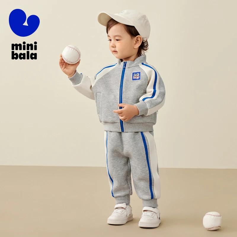 Ensemble deux pièces de style sportif vintage pour enfants, mini bala unisexe, manches longues, cari