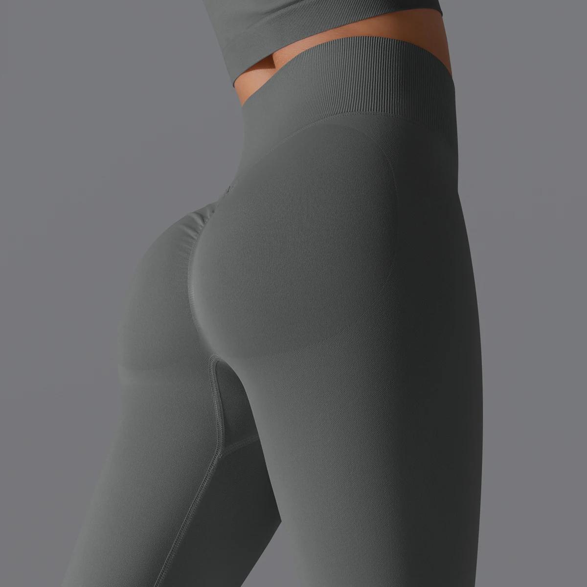 Leggings de Yoga sans couture pour femmes, Sexy, taille haute, contrôle du ventre, froissé, levage d