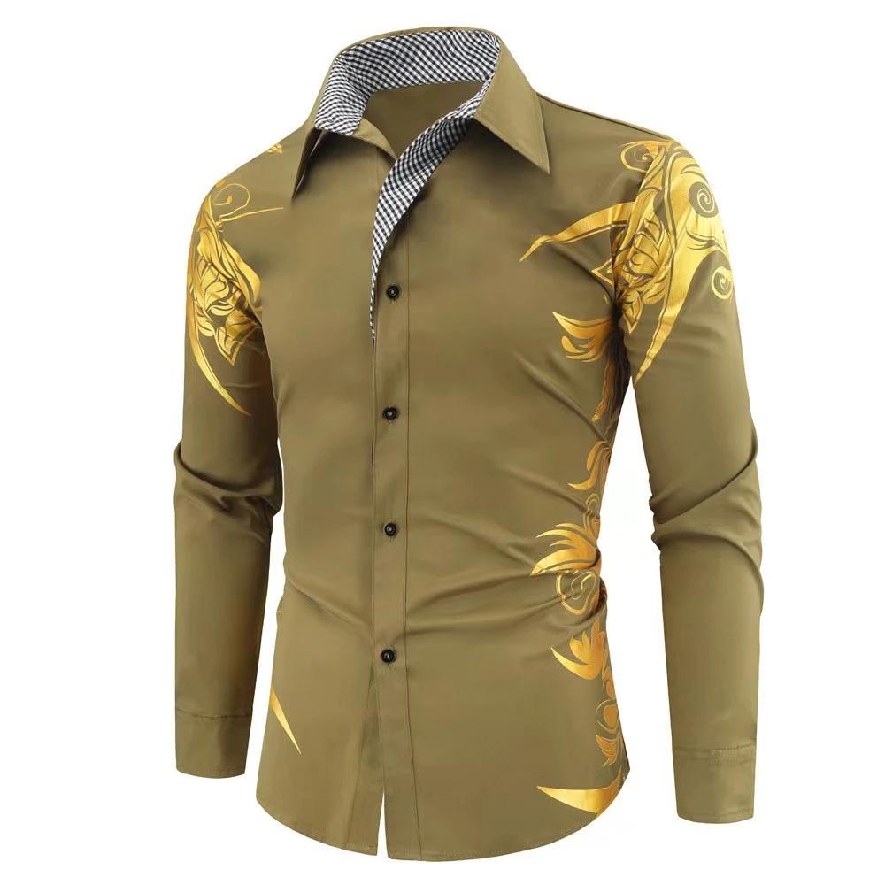Chemise à manches longues pour hommes, chemise imprimée, mode, décontractée, haute qualité, élégante