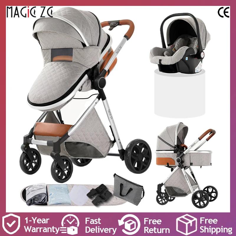 Poussette multifonction 3 en 1, système de voyage et landau avec nacelle incluse et cadre pliable lé