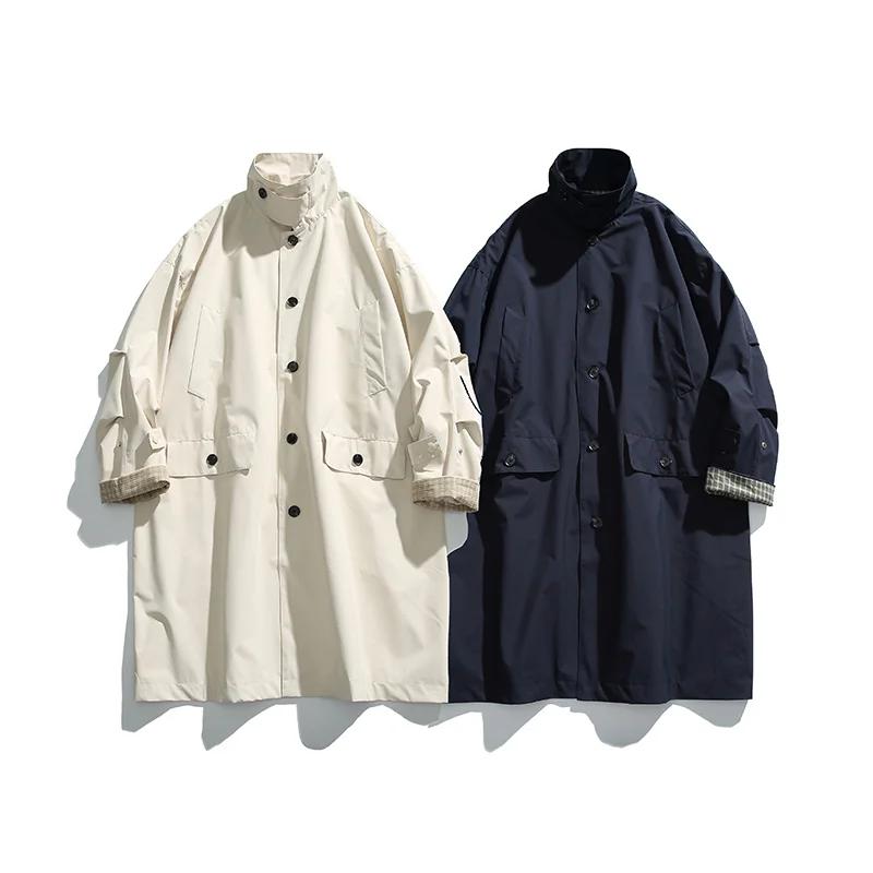 Cityboy-Trench-coat d'extérieur vintage pour hommes, Streetwear japonais, Manteau long surdimensionn