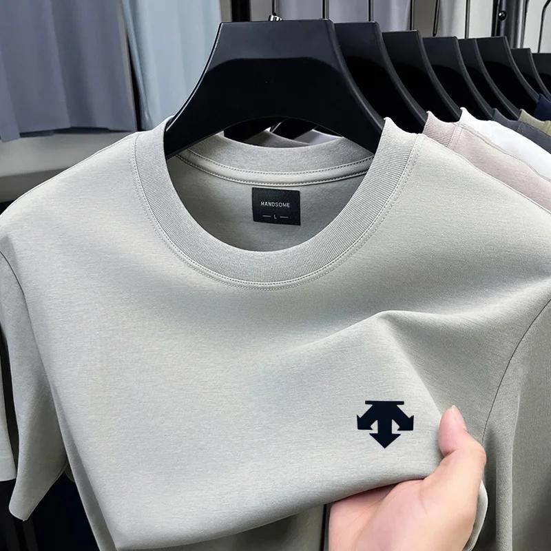 T-shirt imprimé en coton respirant pour hommes, marque haut de gamme, col rond, manches courtes, hau