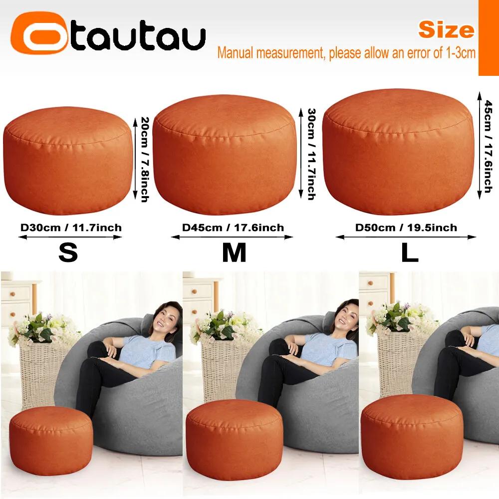 OTAUTAU petit rond Faux cuir Ottoman tabouret pouf Pouf repose-pieds en peluche pouf repose-pieds so