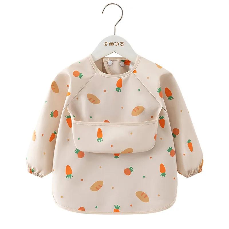 Bavoir d'alimentation pour enfants, 1 pièce, tablier imperméable à manches longues, poche de riz, ch