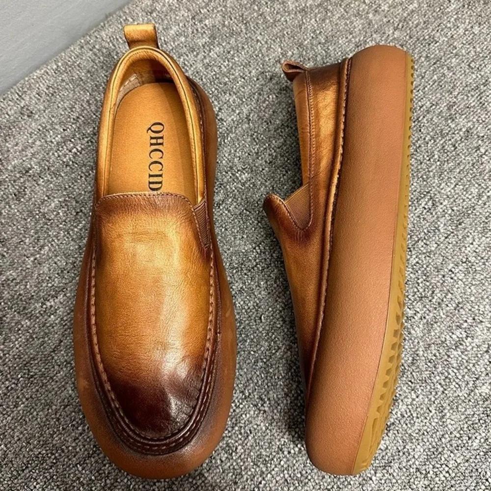 QHCCID chaussures pour hommes en cuir de vachette Vintage faites à la main confortable respirant cla