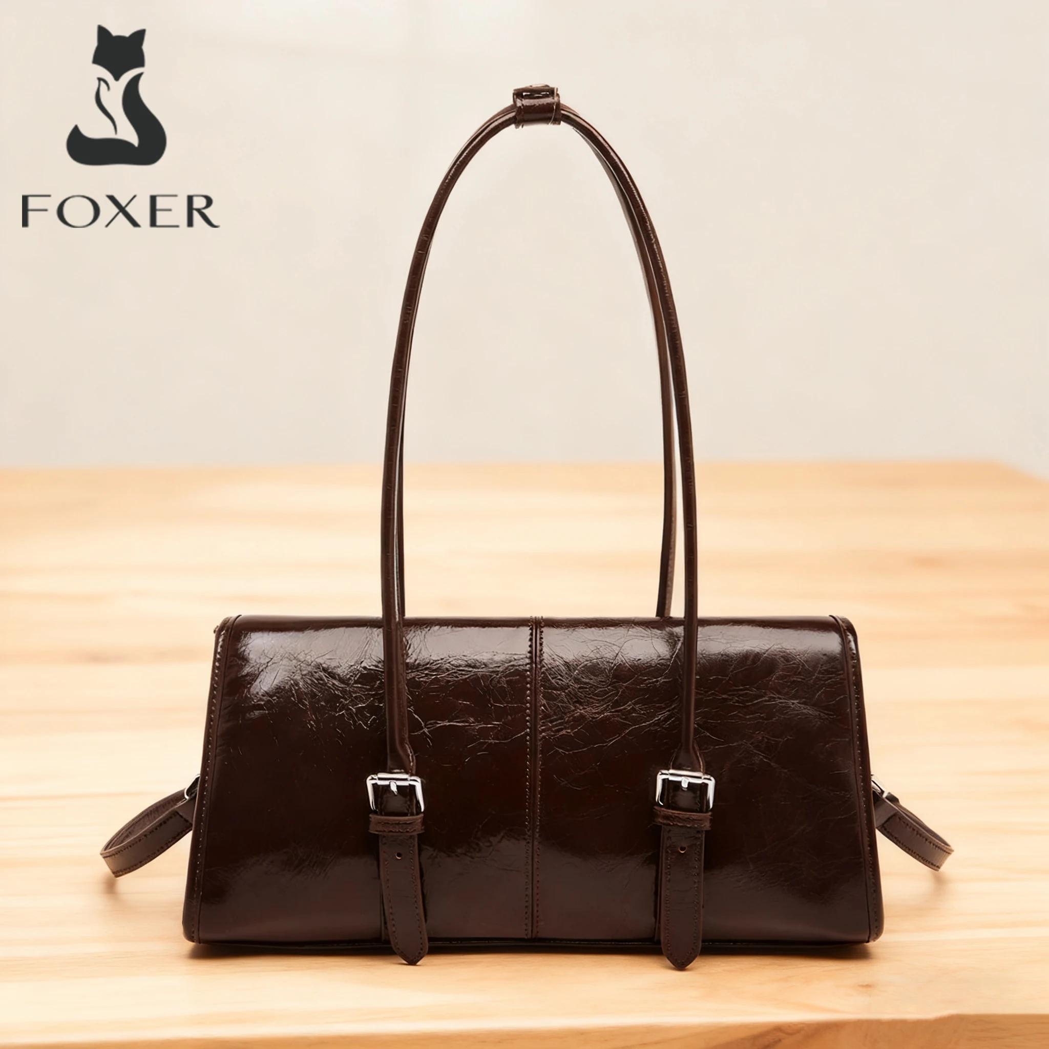 FOXER 2026 Nouvelle collection printemps – Sac à bandoulière pour femme en cuir véritable, style rét