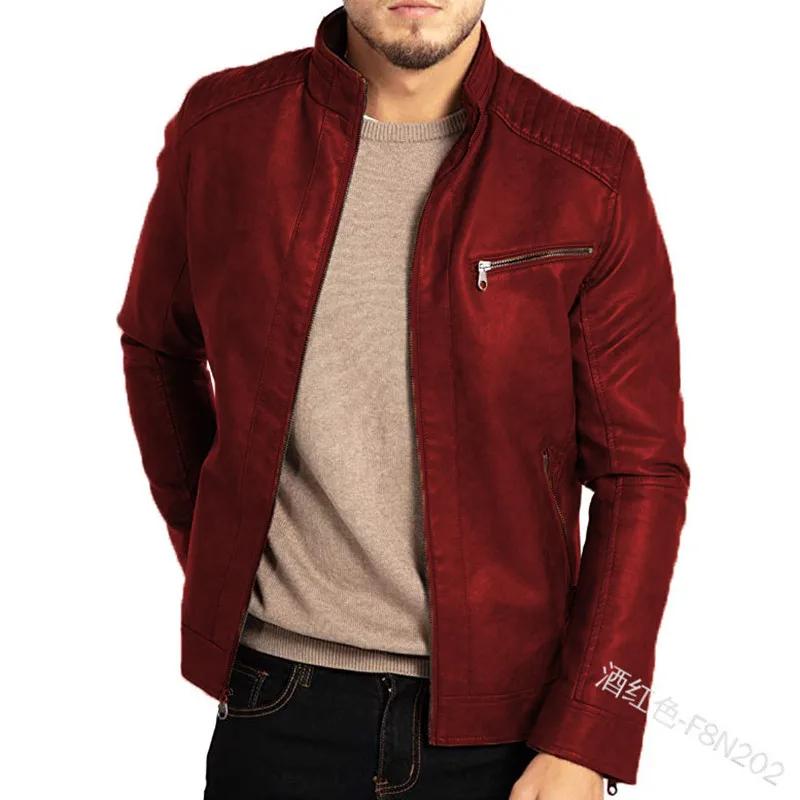 Veste en cuir PU pour hommes, col montant, Style moto Punk, mode européenne et américaine, vêtements