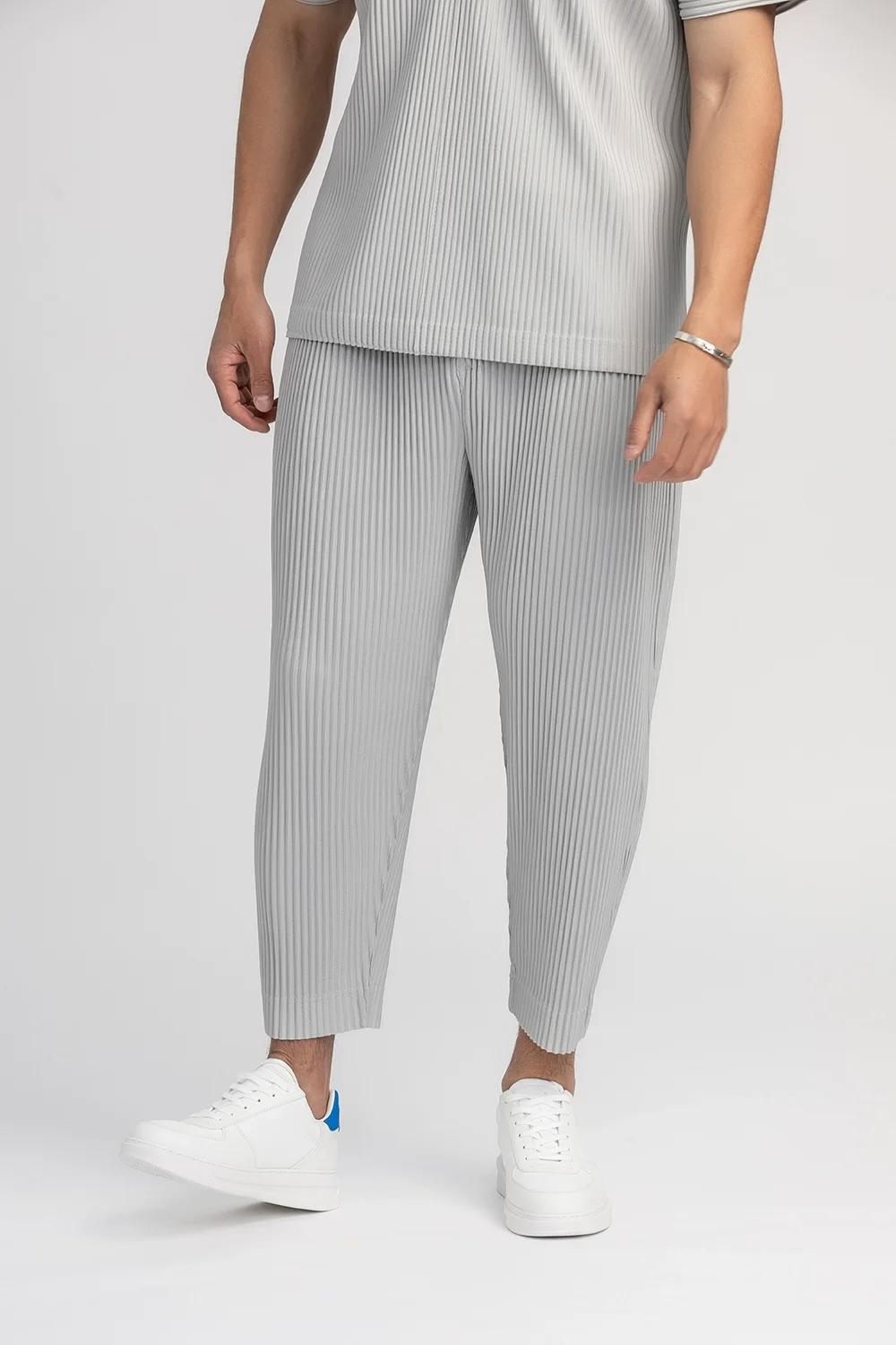 Miyake pantalon plissé solide pantalon conique pantalon crayon quatre saisons bas décontracté japona