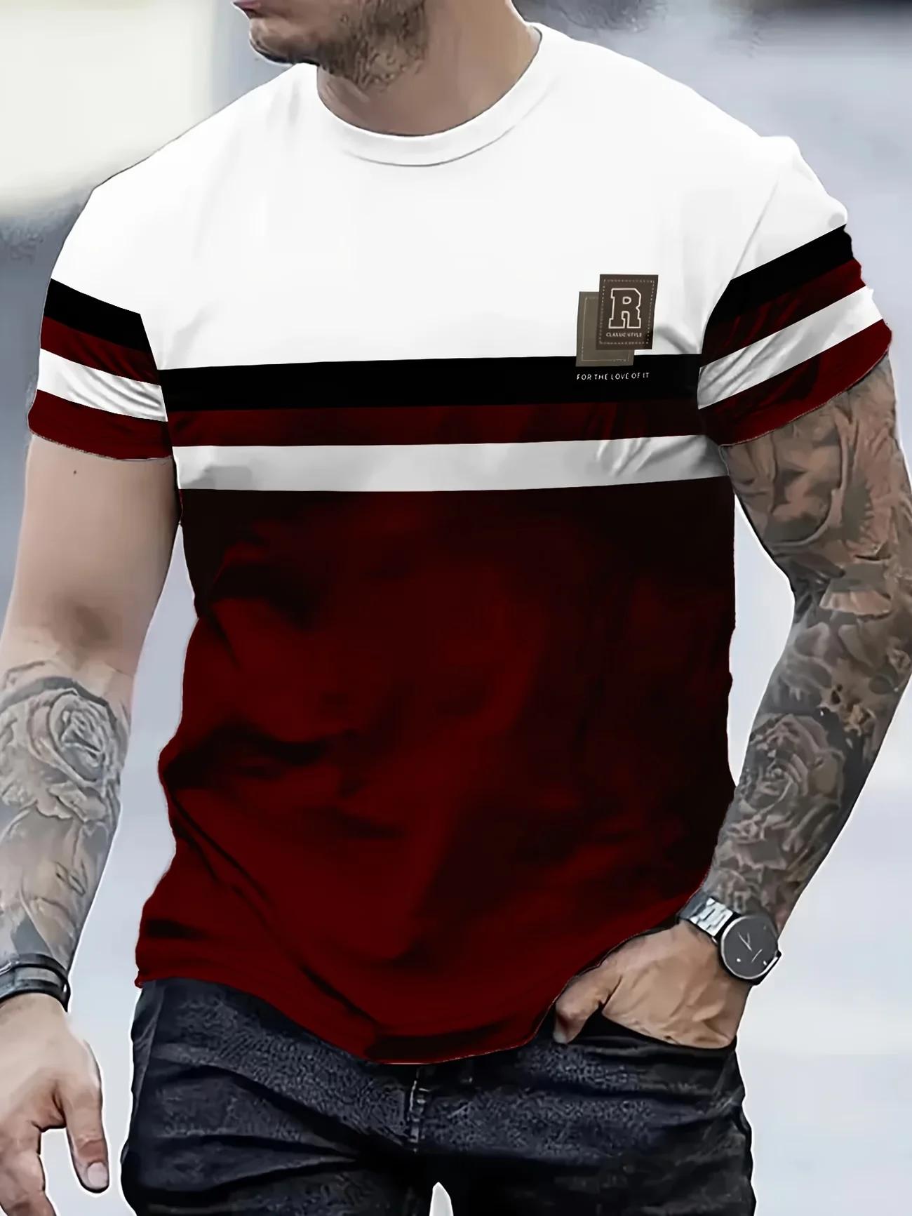 Ce t-shirt pour homme à manches courtes, très accrocheur, présente un motif color-block audacieux no