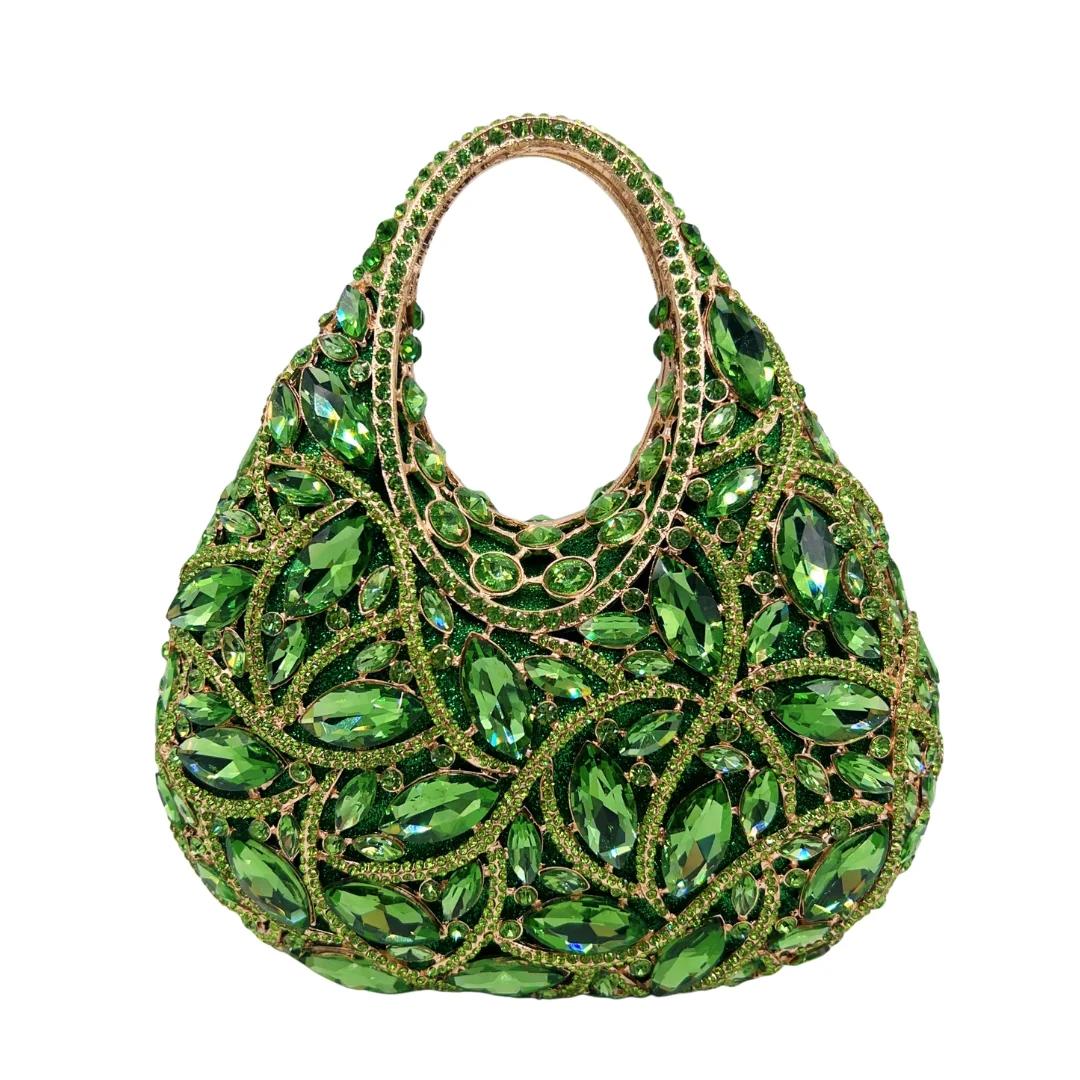 Sac de soirée vintage en satin vert olive avec poignée supérieure, pochette élégante pour mariage et