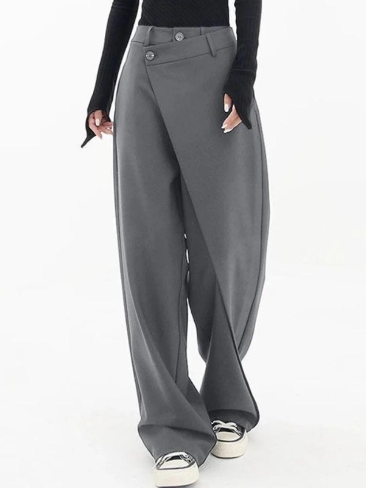 HOUZHOU femmes pantalon de costume large taille haute gothique Style japonais Baggy pantalon noir pa