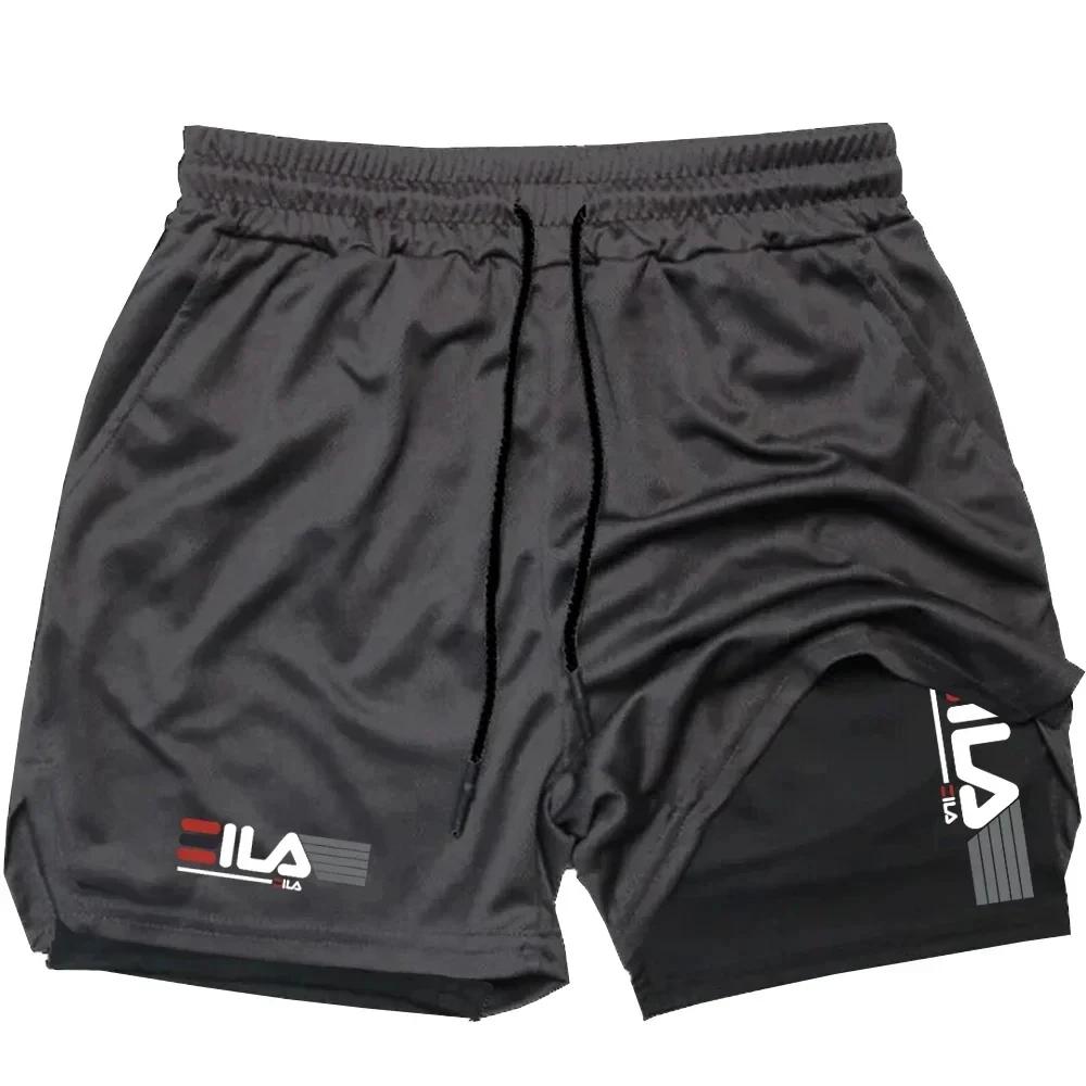 Short de sport deux en un pour homme, respirant, décontracté, séchage rapide, double couche, short d