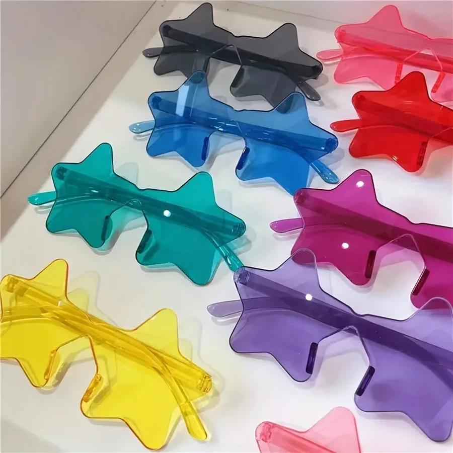 Lunettes étoiles colorées transparentes, 10 pièces, couleur bonbon, pour hommes et femmes, accessoir