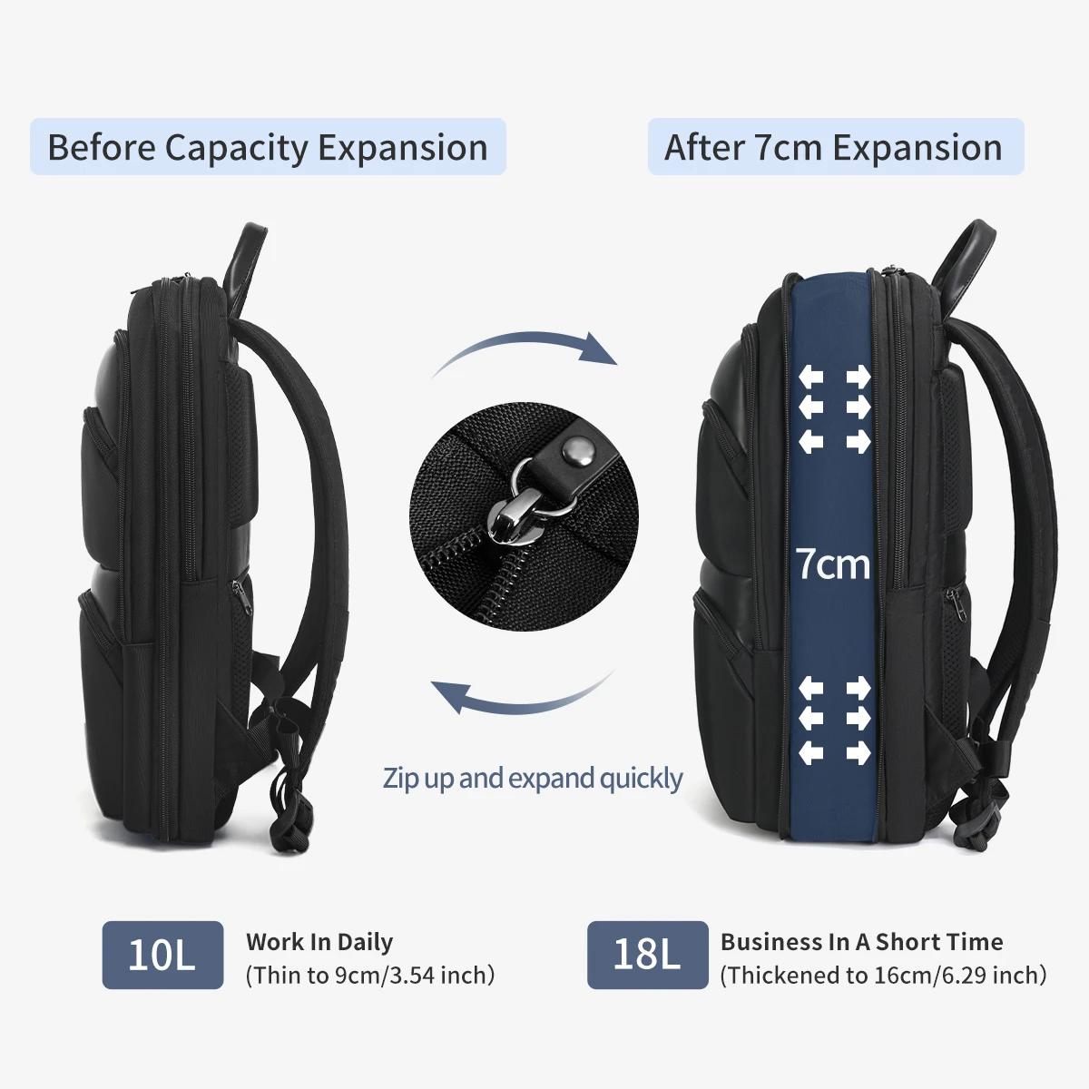 Tigernu sac à dos extensible hommes sacs minces pour hommes sac à dos de voyage étanche mâle 15.6 po