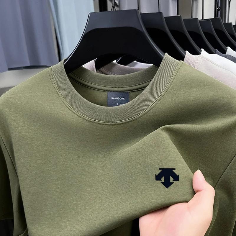 T-shirt imprimé en coton respirant pour hommes, marque haut de gamme, col rond, manches courtes, hau